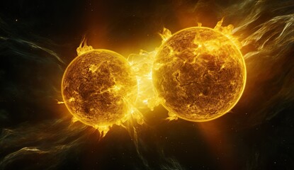 orange burning planet in open space, planet collapse in outer cosmos, astronomy concept