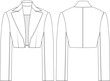 long sleeve basic crop blazer jacket template technical drawing flat sketch cad mockup fashion woman design style model