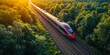 © Falk - The high-speed train is driving at full speed thru the forest. AI-generated image