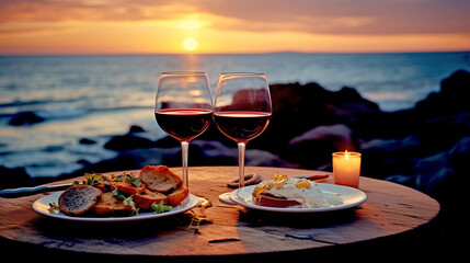 Wall Mural - Dinner on the Beach at Sunset
