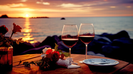 Wall Mural - Dinner on the Beach at Sunset
