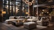 home interior design concept with cosy living room design by farm house scheme concept living room with wooden decorate light from window sofa and comfort ambient atmoshere home design