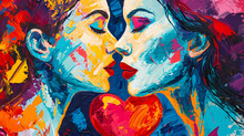 A Colorful Painting Of Love, During Valentines Day