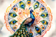 A mandala art with a peacock