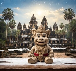 Wall Mural - Statue of monkey in Angkor Wat, Siem Reap, Cambodia