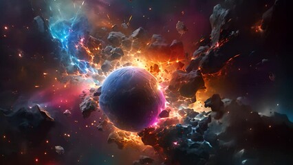 abstract space background with planets, stars and nebula