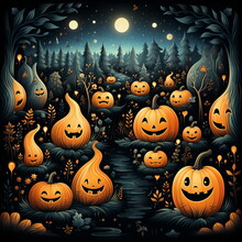 Halloween Seamless Pattern. Illustration Of Halloween Party. Cute Ghosts