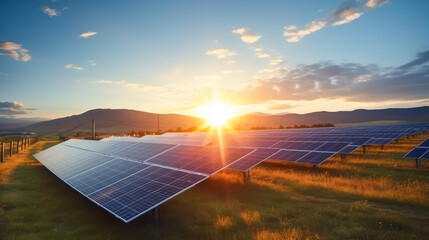 Solar panels outdoors, in production