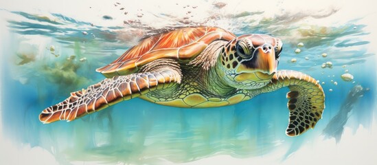 Wall Mural - Posing Green Sea Turtle