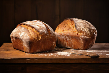 two loaves of bread on a board