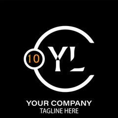 Wall Mural - YL Letter Logo Design.  YL Company Name. YL Letter Logo Circular Concept. Black Background.