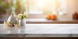 © Sona - Marble countertop with blurred kitchen background. Product display table with bokeh backdrop.