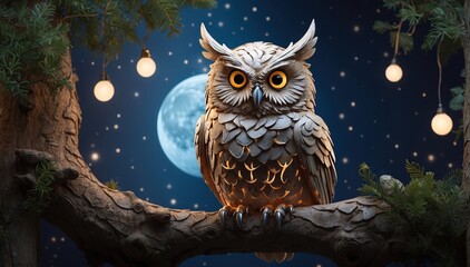 owl in tree light decoration