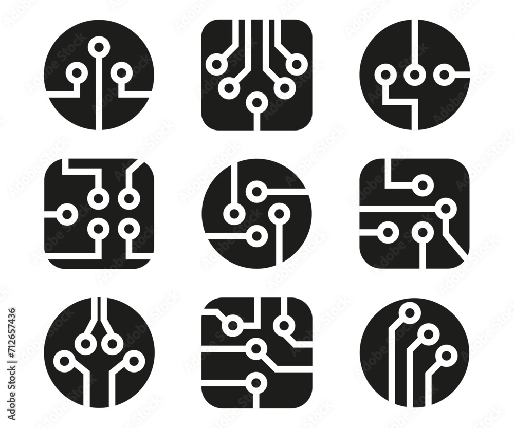 electrical circuit diagram, data communication flow, technology icons ...