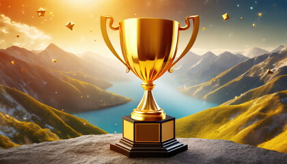 Wall Mural - gold trophy best champion award on success prize winne
