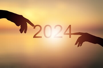 Poster - Concept of 2024 New Year for peace and prosperity.