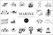 © michaelrayback - Marine elements collection, sea drawings, ocean, illustrations, doodles, tattoo, handdrawn, set, pack