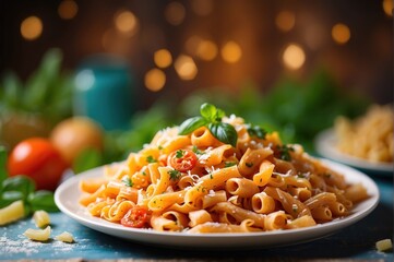 Wall Mural - Food photography pasta with blurred background