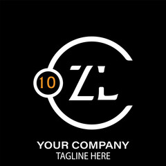 Wall Mural - ZL Letter Logo Design.  ZL Company Name. ZL Letter Logo Circular Concept. Black Background.