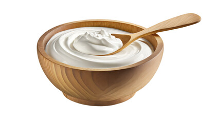 Wall Mural - Sour cream in wooden bowl with spoon Sour cream in wooden bowl with spoon