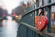 heart shaped lock on the bridge