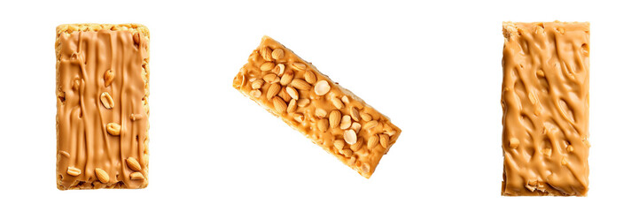 Wall Mural - Set of peanut bar top view isolated on a transparent background