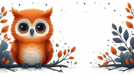 Canvas Print -  an orange owl sitting on top of a tree branch next to another orange owl sitting on top of a tree branch next to another orange owl sitting on a branch.