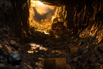 Sticker - Gold mine full of gold, old gold mine, gold bars, left behind gold in mine