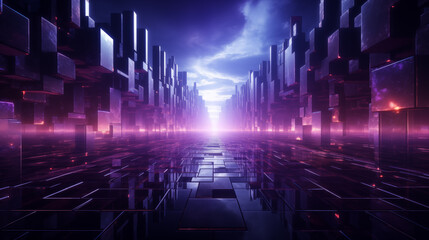 Wall Mural - Futuristic scifi blocks pedestal podium mockup