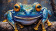 blue cute frog