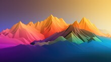 Rainbow 3d Isometric Mountains. Rainbow Abstract Mountains Background. Cartoon Landscape