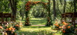 Living arch of flowers in the forest