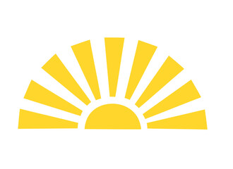 simple yellow half sun handdrawn vector flat illustration with half-circle shape in middle, cute sum