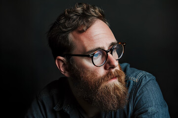 Wall Mural - portrait of a man with a beard and glasses