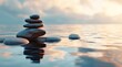 peace and relaxation concept with floating rocks