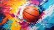 Basketball ball in vibrant colors background