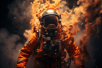 Wall Mural - An image of a spaceman with gas blowing up.