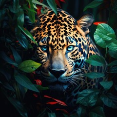 Wall Mural - jaguar is hiding in a jungle