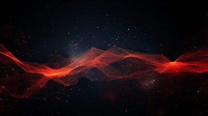 Futuristic red mesh background with abstract technology particles and dynamic motion