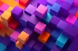 colorful blocks on purple background, abstract vector, 3D rendering. Generative AI