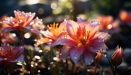 Canvas Print - A vibrant bouquet of colorful flowers brightens the meadow generated by AI