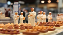 Miniature Figures Of Bakers Overlooking Miniature Cakes And Pastries