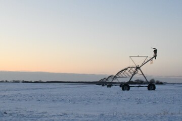 Sticker - Irrigation Rig in a Snowy Farm Field