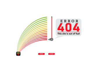 Wall Mural - Error 404 abstract design with fuel meter vector illustration. Webpage internet security warning to use for programming, web development, webpage error, error 404 projects.
