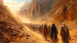 Exodus from Egypt, Moses leads the people of Israel in the desert