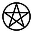 Pentagram circumscribed by a circle. Five-pointed star sign. Magical symbol of faith. Simple flat black illustration.
