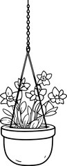 Wall Mural - Hanging potted plant sketch drawing