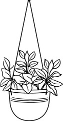 Wall Mural - Hanging potted plant sketch drawing