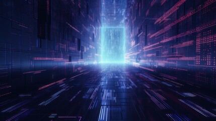 Wall Mural - Information flow in Cyberpunk Style World Abstract Background