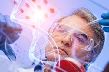 Wall Mural - chemistry science experiment in a modern laboratory.